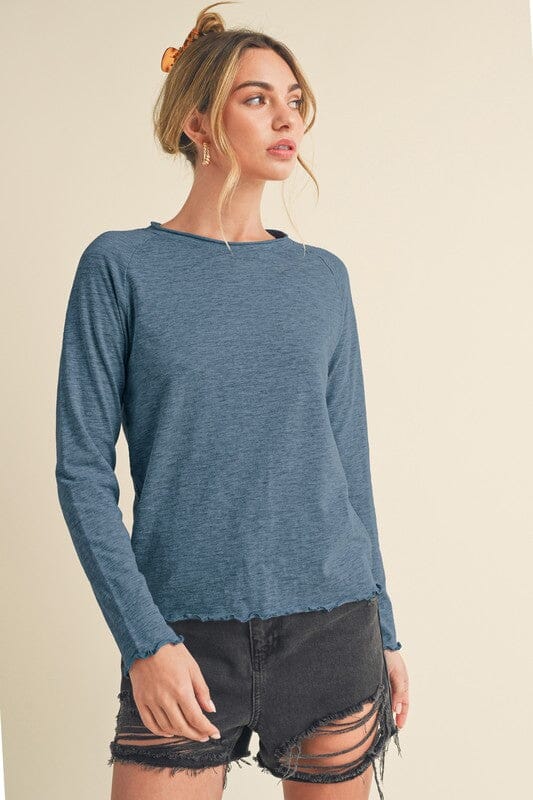 Aemi + Co Lettuce Hemline Round Neck Raglan Sleeve T-Shirt - Sydney So Sweet