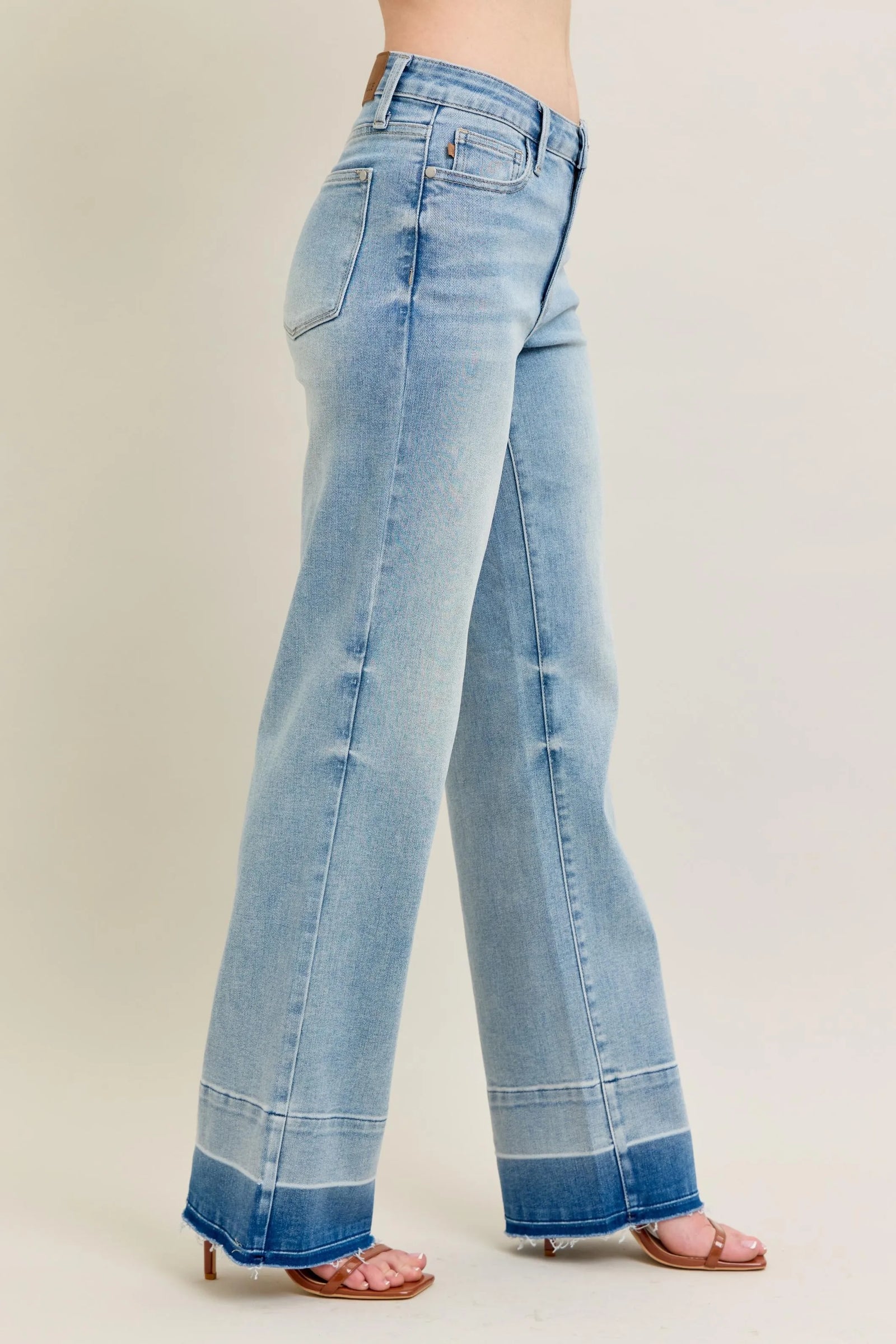 Judy Blue Full Size Mr Release Hem Wide Leg Jeans Plus Size - Sydney So Sweet