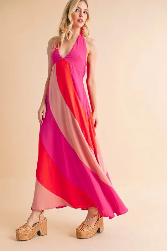 Aemi+Co Color Block Sleeveless Maxi Dress - Sydney So Sweet