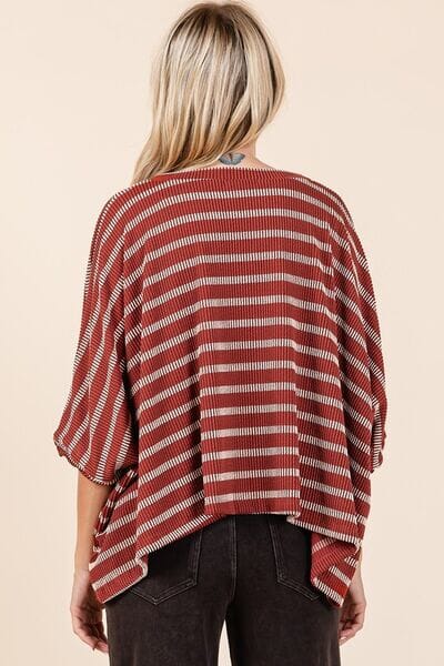Mittoshop Texture Striped Print Round Neck Dolman Sleeve Top - Sydney So Sweet