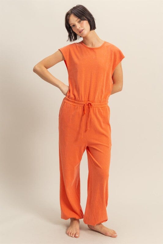 HYFVE Back Keyhole Round Neck Cap Sleeve Drawstring Jumpsuit - Sydney So Sweet