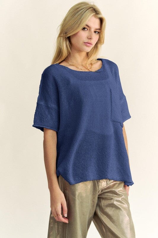 Davi & Dani High-Low Round Neck Knit Top - Sydney So Sweet