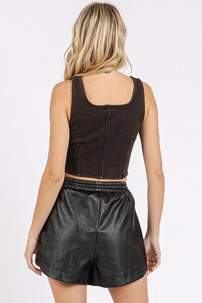 Mittoshop Mineral Wash Corset Crop Stretch Knit Tank - Sydney So Sweet