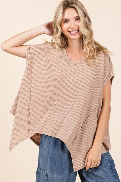 Mittoshop Mineral Wash Waffle Knit Pointed Hem Oversized Top - Sydney So Sweet