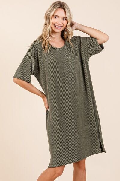 Mittoshop Urban Rib Knit Short Sleeve Tee Dress - Sydney So Sweet