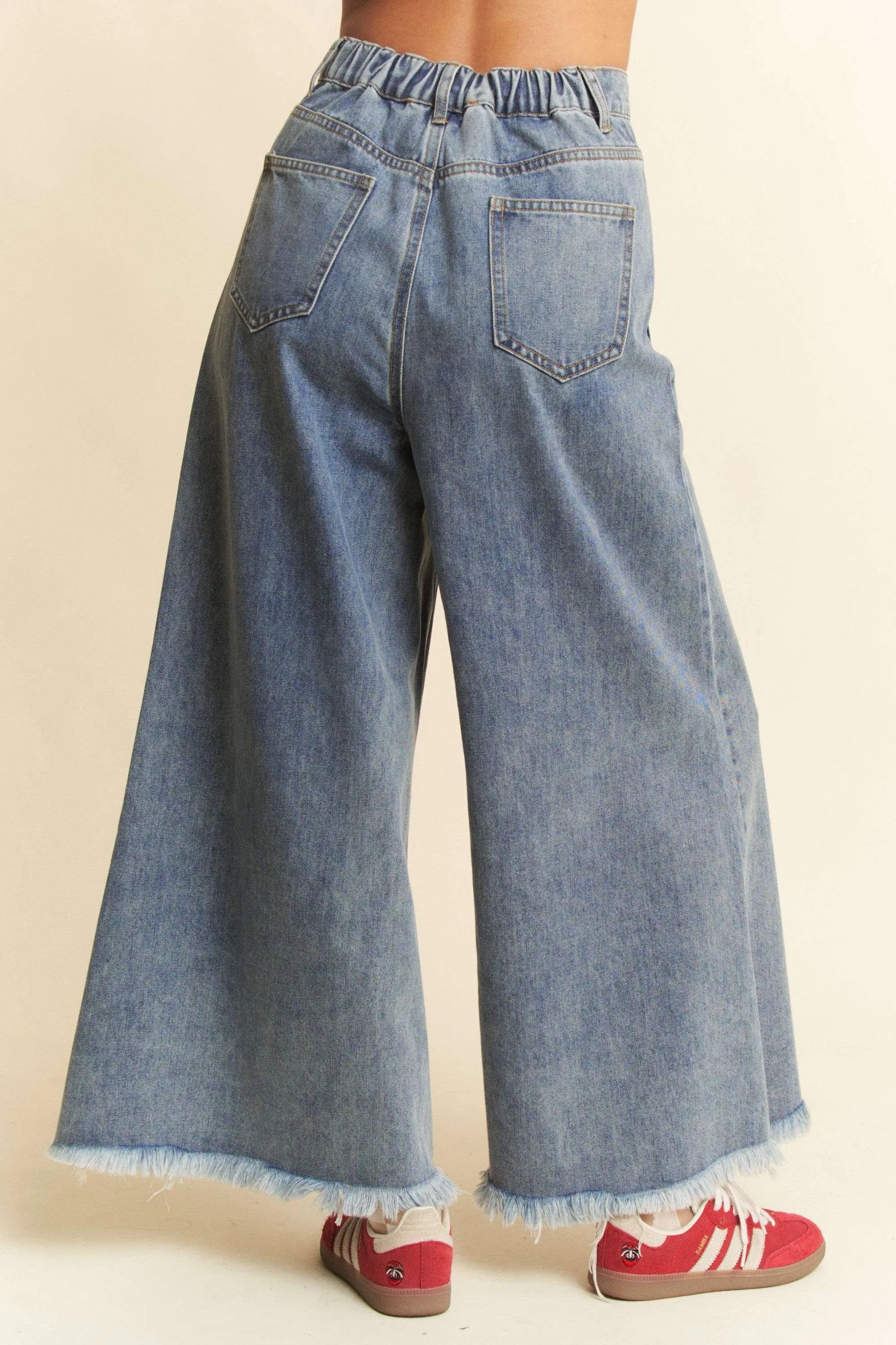 Davi & Dani Patch Pocket Wide Leg Culotte Jeans - Sydney So Sweet