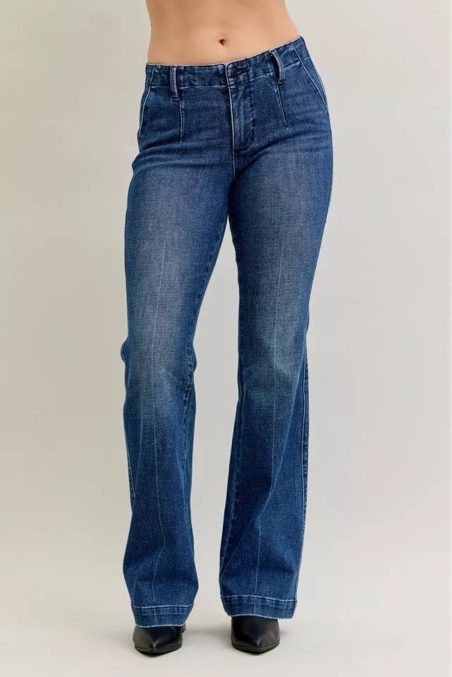 Judy Blue Full Size Mid Rise Bootcut Jeans with Welt Pockets Plus Size - Sydney So Sweet