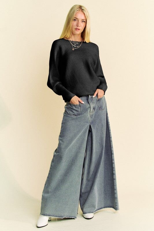 Davi & Dani Round Neck Batwing Sleeve Sweater - Sydney So Sweet