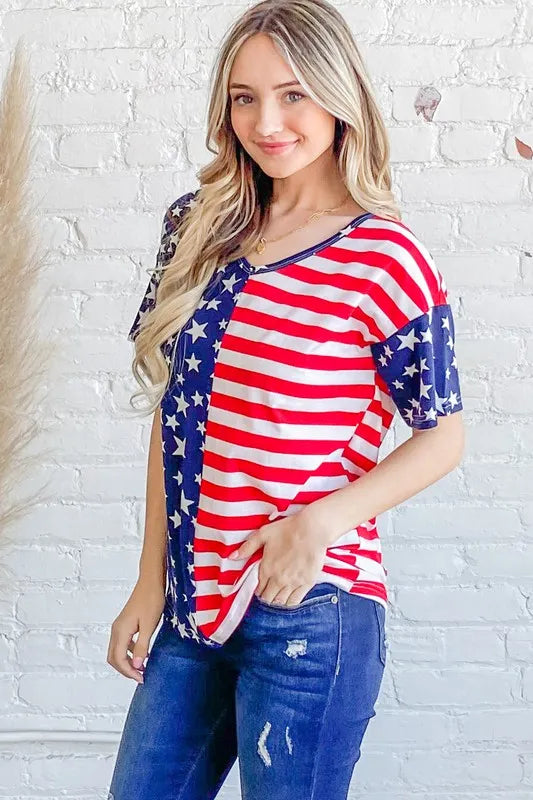 And The Why American Flag Short Sleeve Top - Sydney So Sweet