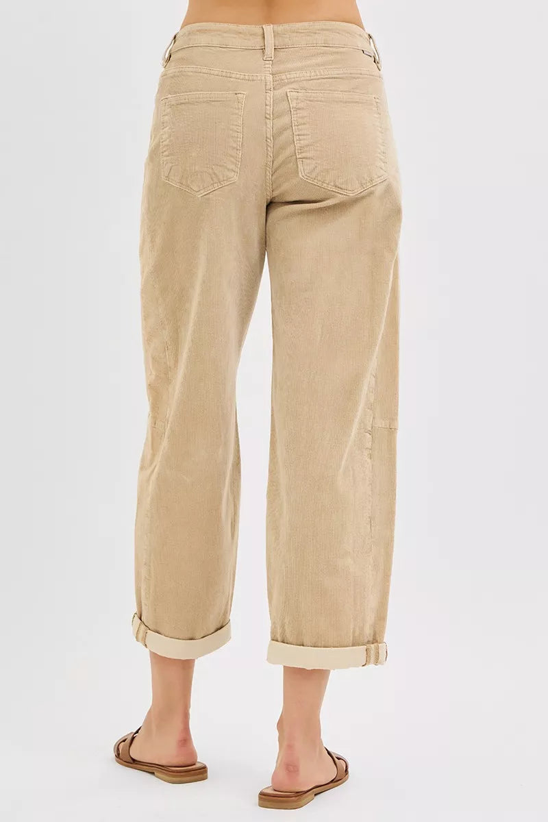 RISEN High Rise Crop Barrel Cordurory Pants - Sydney So Sweet