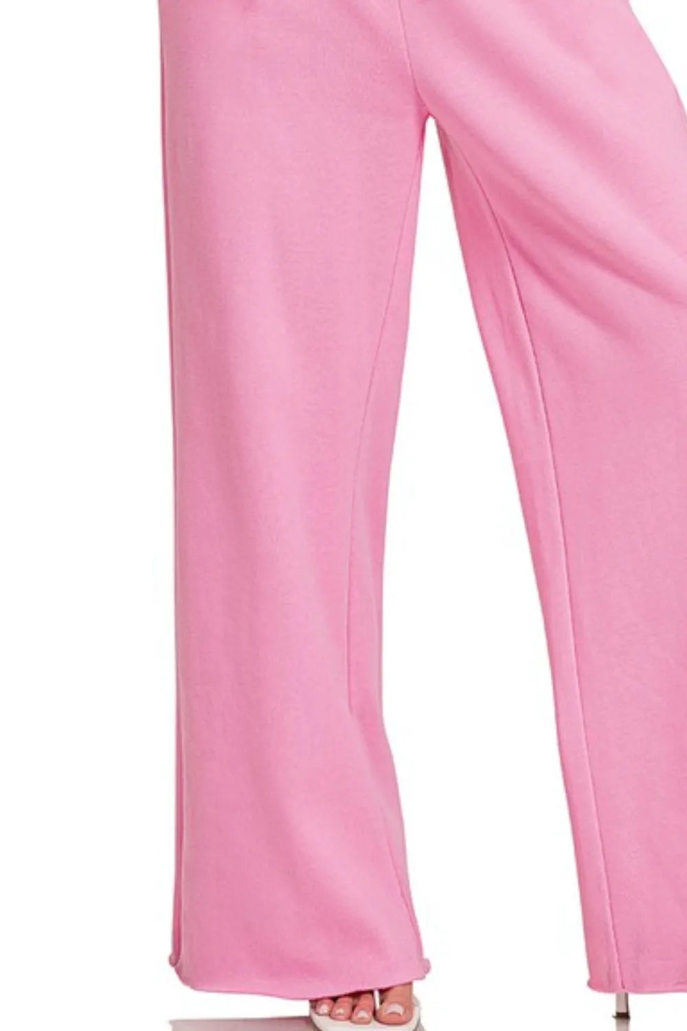 Zenana Fleece Exposed Seam Wide Leg Sweatpants - Sydney So Sweet