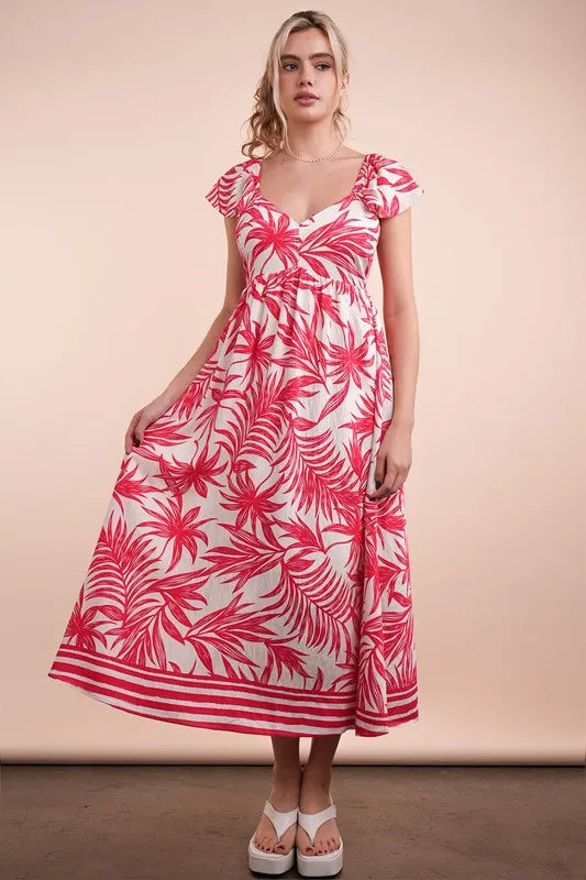 VERY J Tropical Printed Midi Summer Boho Dress - Sydney So Sweet