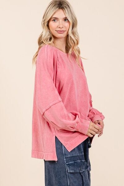 Mittoshop Mineral Wash Raglan Long Sleeve Oversized Top - Sydney So Sweet