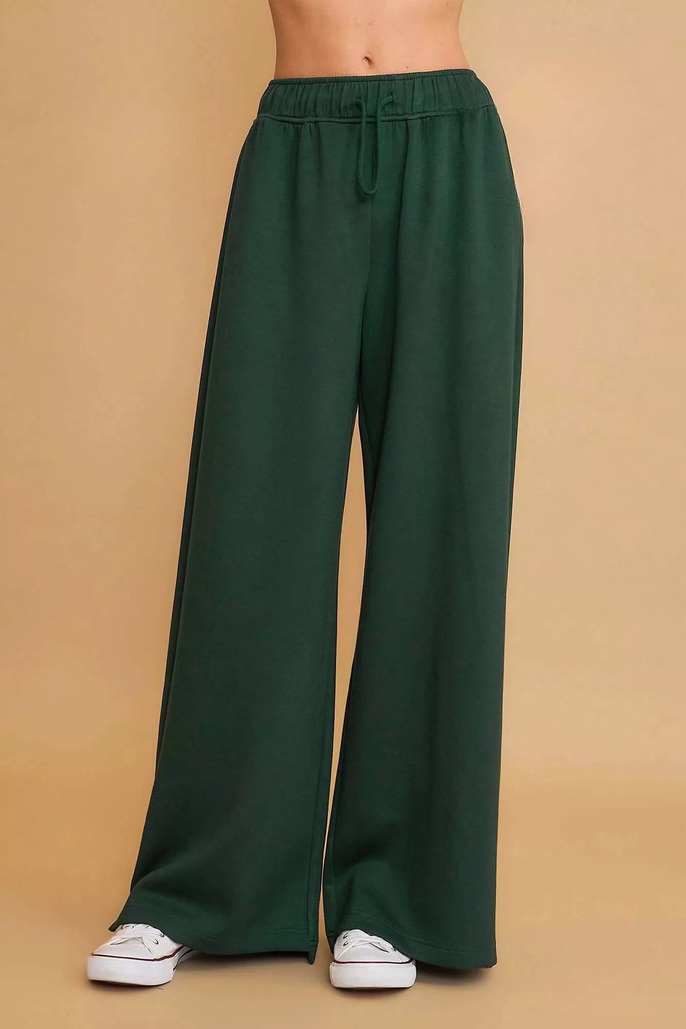 Umgee Elastic Drawstring Waistband Wide Leg Pants - Sydney So Sweet