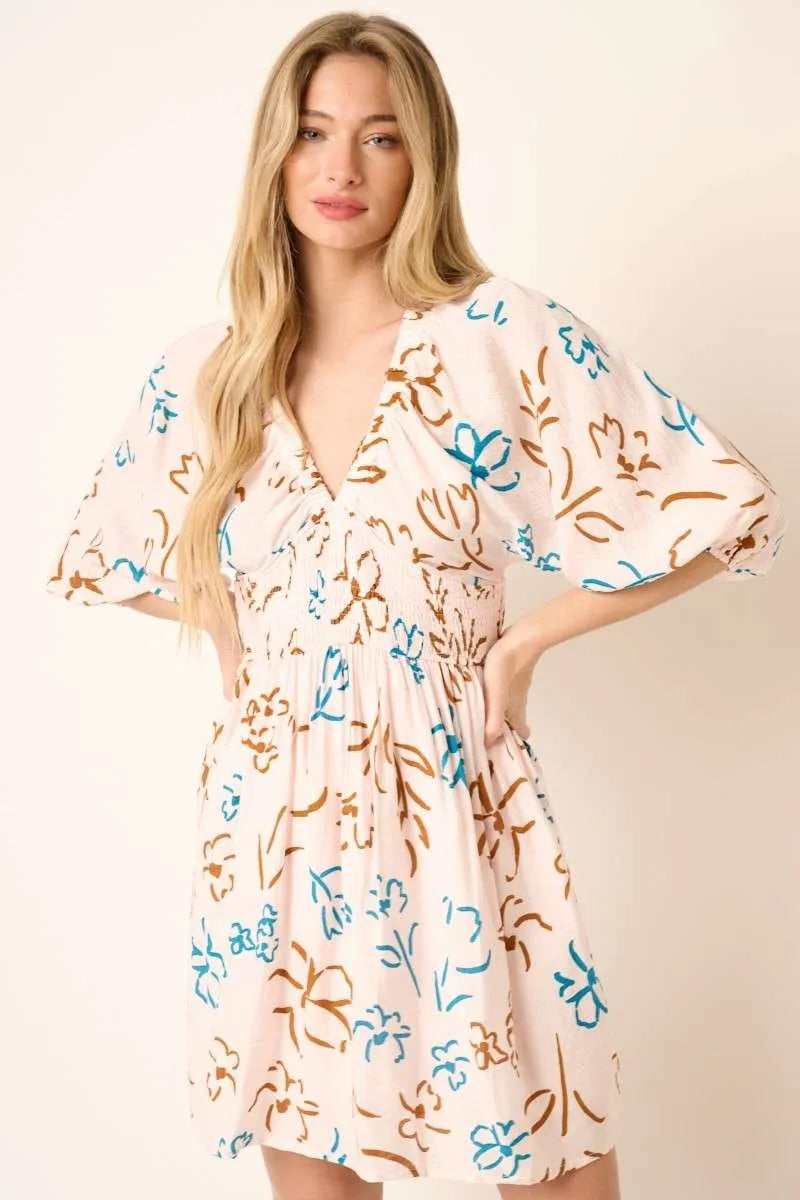 Mittoshop Flower Print Mocked Waist Mini Dress - Sydney So Sweet