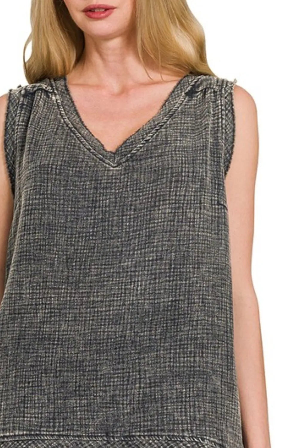 Zenana Double Gauze Raw Edge Acid Washed Tank - Sydney So Sweet