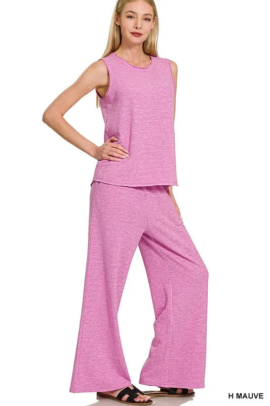 Zenana Cotton Slub Tank & Pants Set - Sydney So Sweet