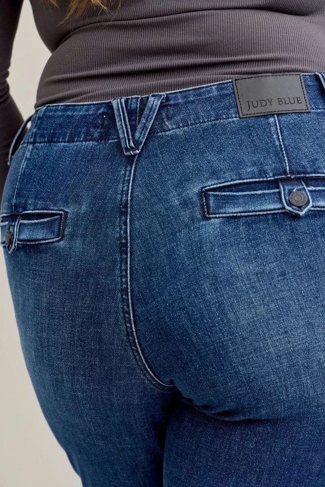 Judy Blue Full Size Mid Rise Bootcut Jeans with Welt Pockets Plus Size - Sydney So Sweet