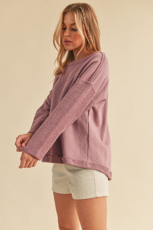 Aemi + Co Frayed Edge Round Neck Sweatshirt - Sydney So Sweet