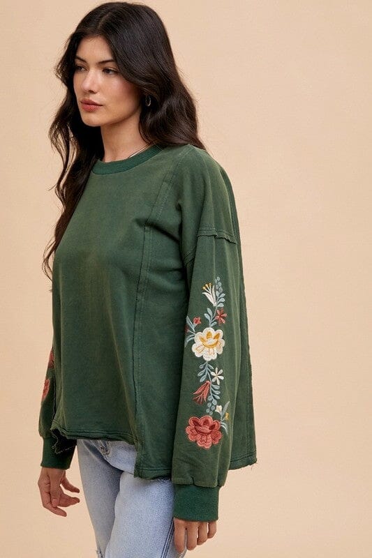 Annie Wear Embroidered Long Sleeve French Terry Top - Sydney So Sweet
