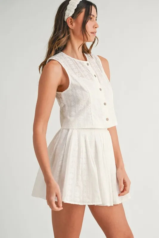 MABLE Eyelet Lace Top and Mini Skirt Set - Sydney So Sweet