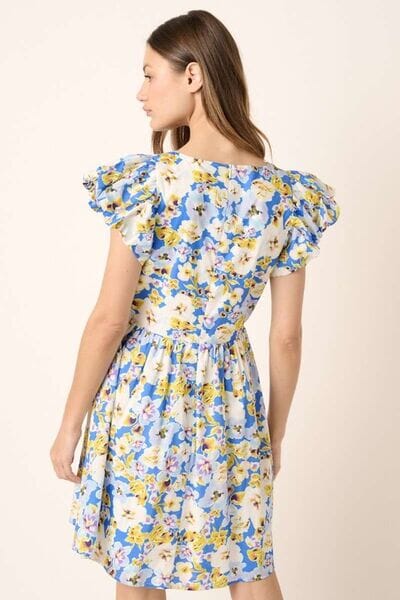 Mittoshop Floral V-Neck Cap Sleeve Mini Dress - Sydney So Sweet