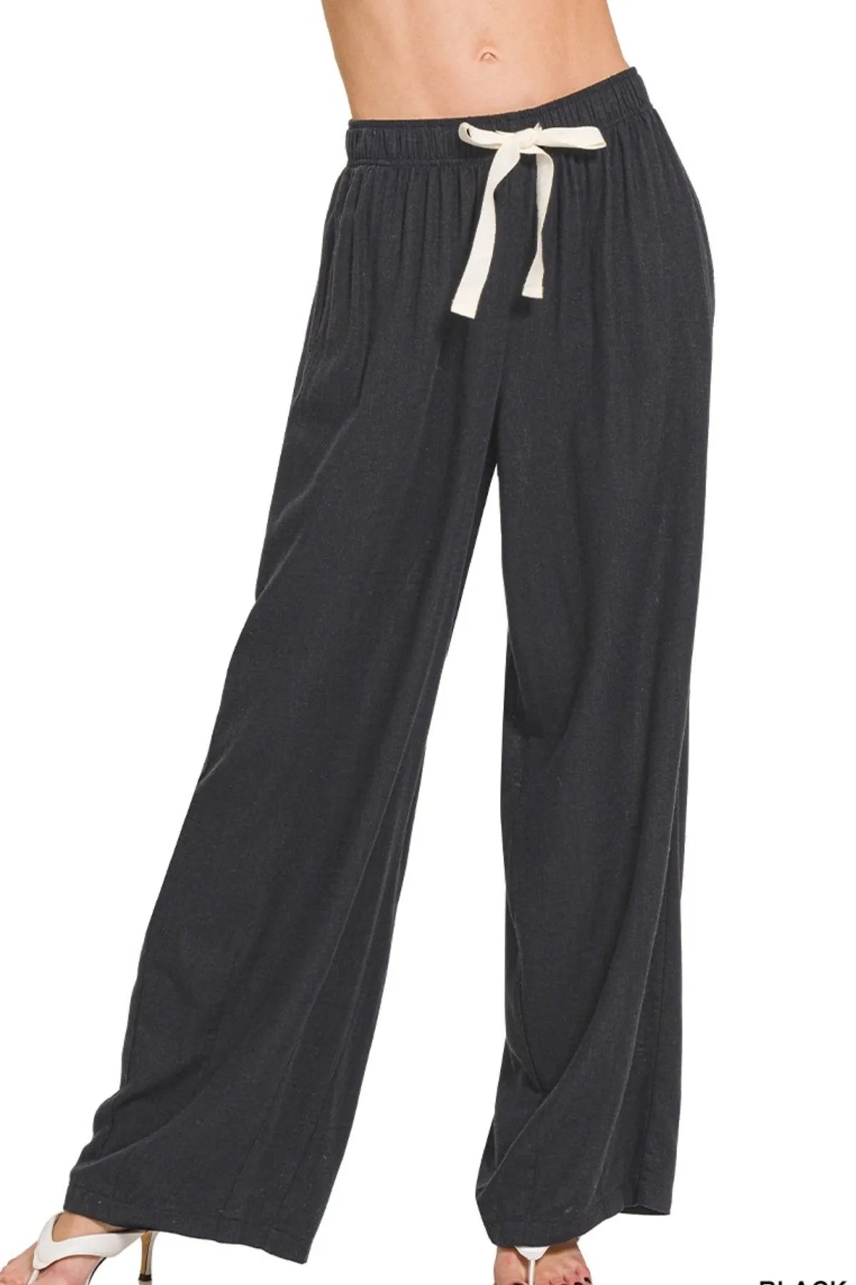Zenana Linen Drawstring Pants - Sydney So Sweet