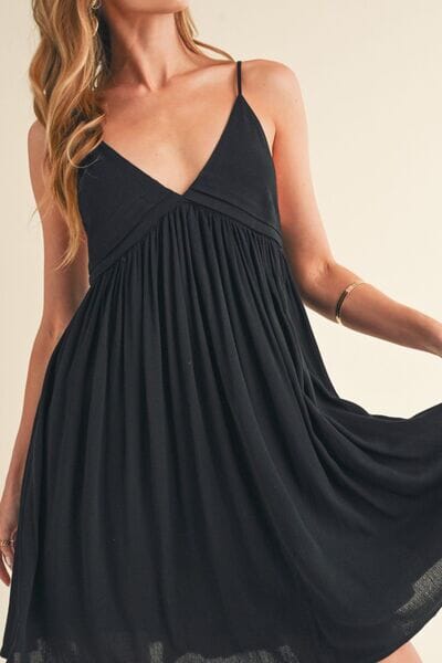 Aemi + Co Ruched Plunge Mini Cami Dress - Sydney So Sweet