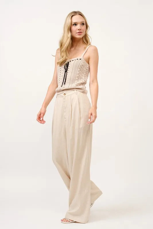 And The Why High-Rise Wide Leg Linen Blended Pants - Sydney So Sweet