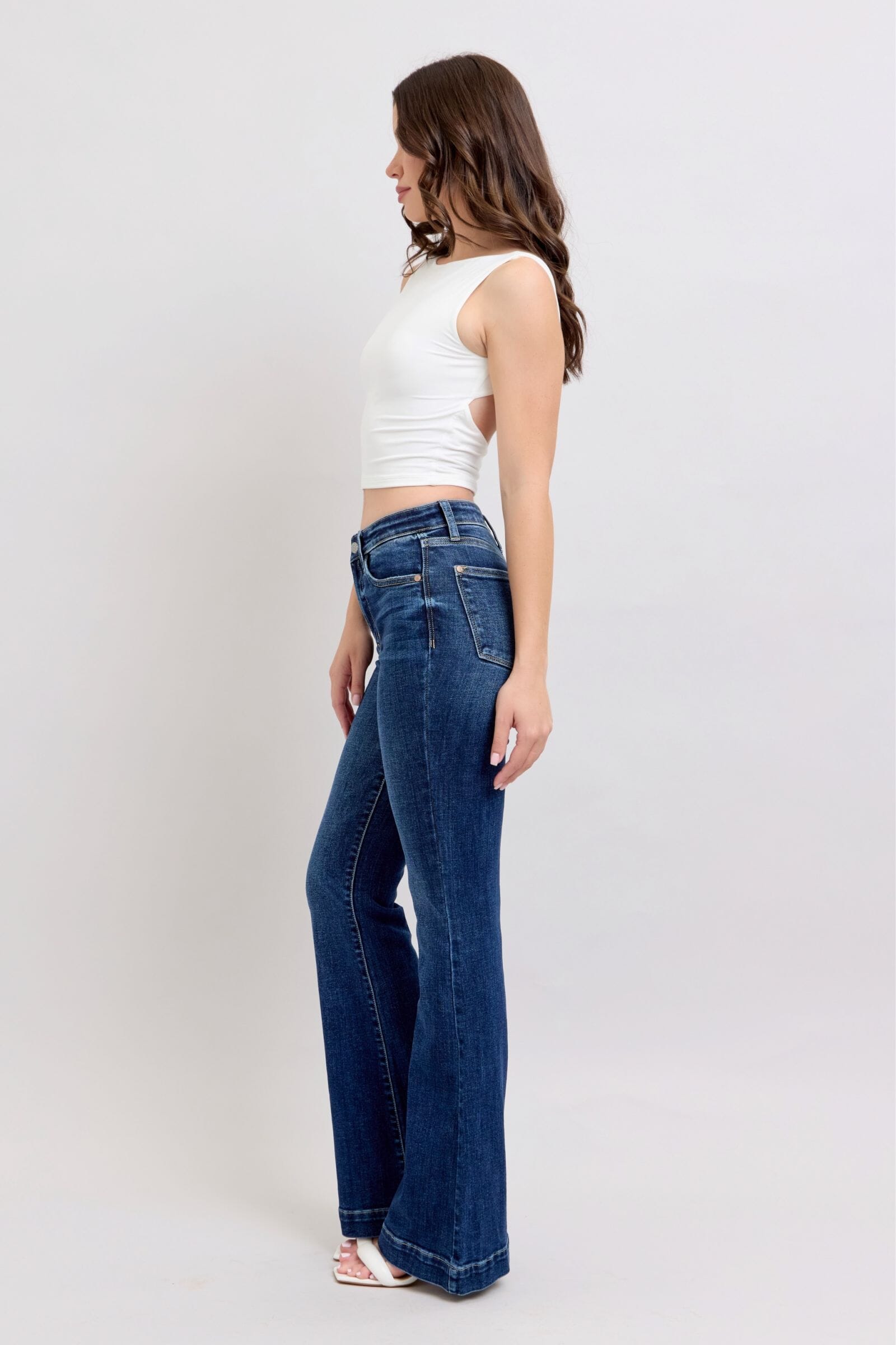 Judy Blue Full Size High Rise Flare Jeans with Pockets Plus Size - Sydney So Sweet