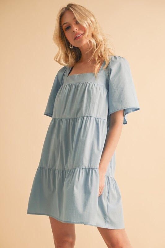 Aemi + Co Square Neck Half Sleeve Tiered Dress - Sydney So Sweet