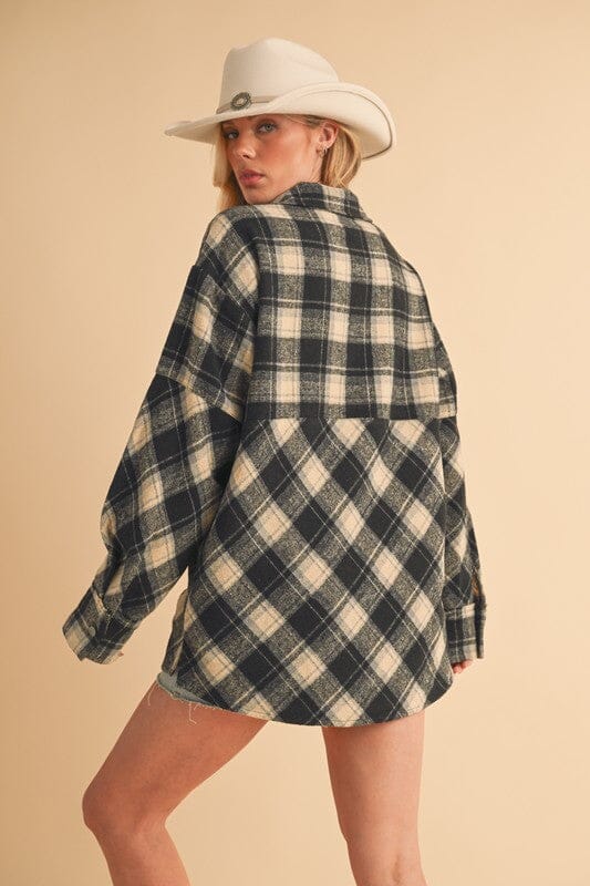 Aemi + Co Slit Plaid Half Zip Drop Shoulder Top - Sydney So Sweet