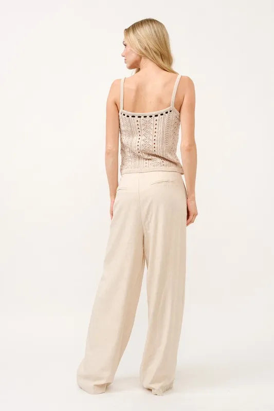 And The Why High-Rise Wide Leg Linen Blended Pants - Sydney So Sweet