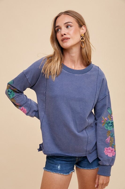 Annie Wear Embroidered Long Sleeve French Terry Top - Sydney So Sweet