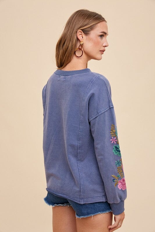 Annie Wear Embroidered Long Sleeve French Terry Top - Sydney So Sweet