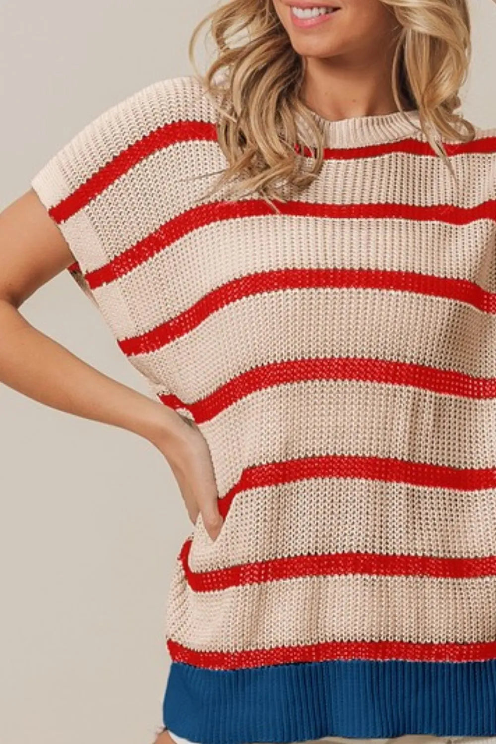 BiBi Fourth Of July Stripe Drop Shoulder Sweater - Sydney So Sweet