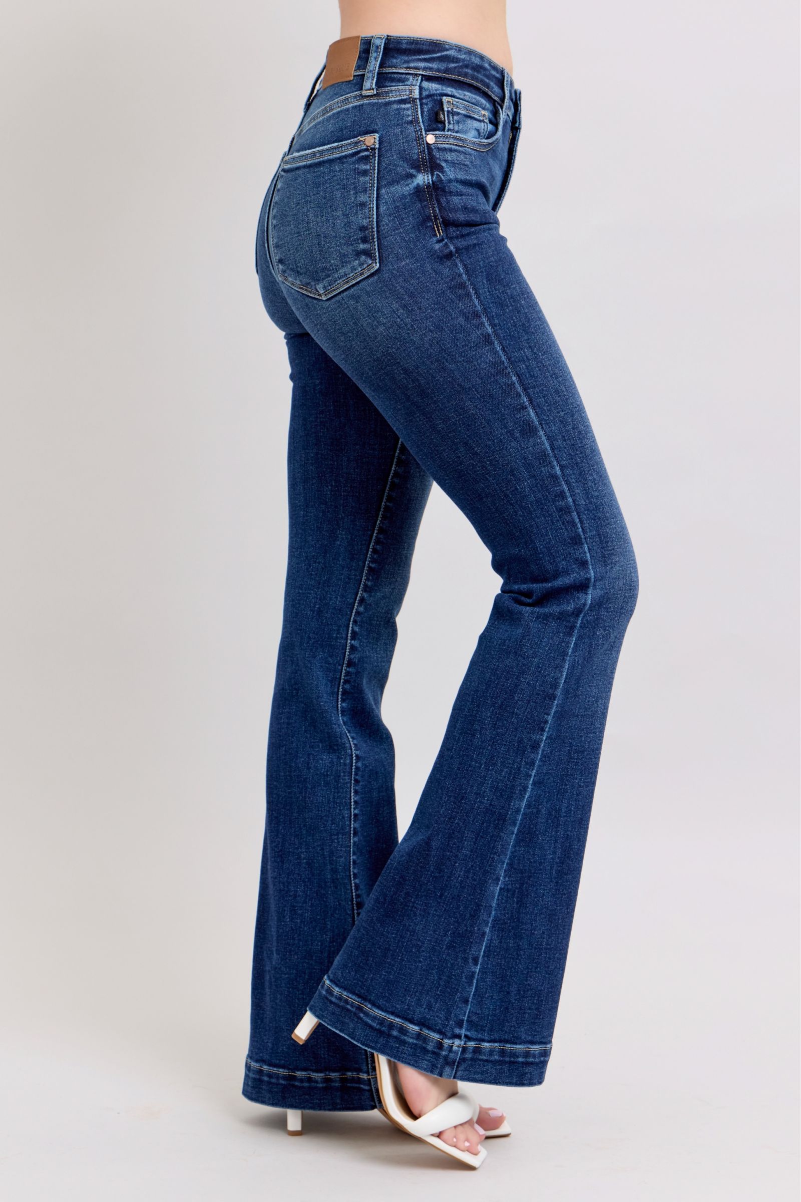 Judy Blue Full Size High Rise Flare Jeans with Pockets Plus Size - Sydney So Sweet