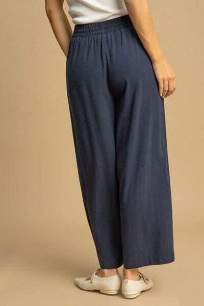 Umgee Full Size High Waisted Embellished Linen Pants Plus Size - Sydney So Sweet