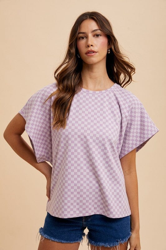 Annie Wear Checkered Round Neck Short Sleeve T-Shirt - Sydney So Sweet