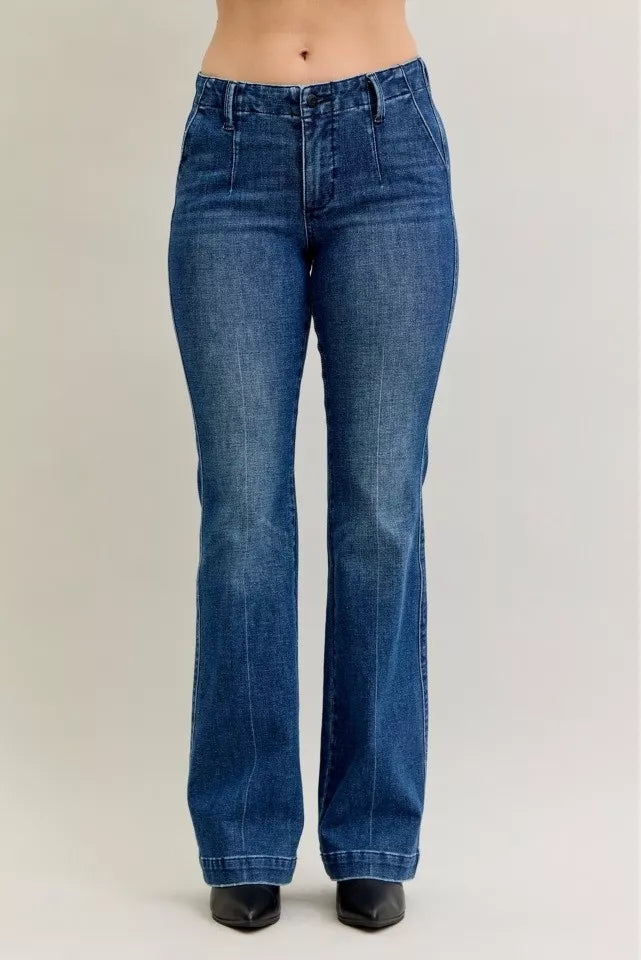 Judy Blue Full Size Mid Rise Bootcut Jeans with Welt Pockets Plus Size - Sydney So Sweet