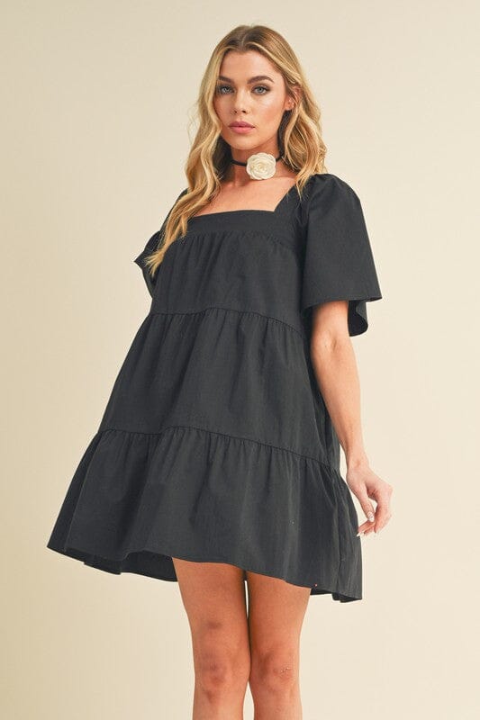 Aemi + Co Square Neck Half Sleeve Tiered Dress - Sydney So Sweet