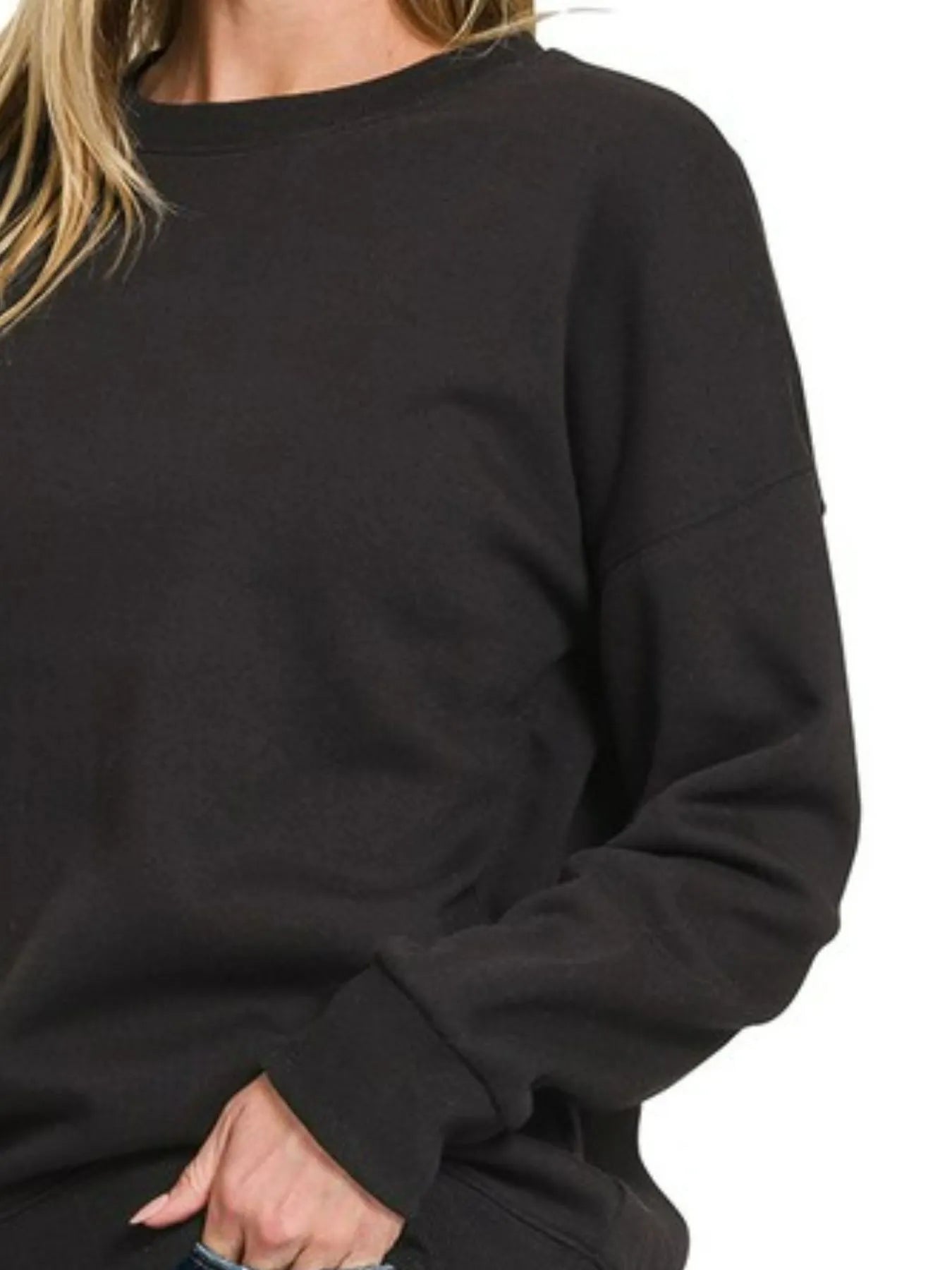 Zenana Full Size Fleece Drop Shoulder Sweatshirt Plus Size - Sydney So Sweet