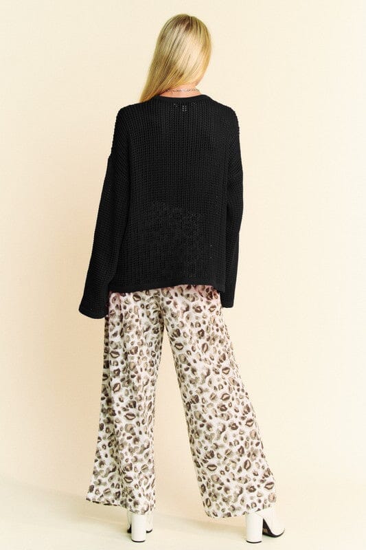 Davi & Dani Star Front Crochet Drop Shoulder Knit Top - Sydney So Sweet