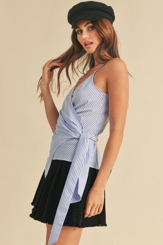 Aemi + Co Side Knotted Surplice Striped Cami - Sydney So Sweet