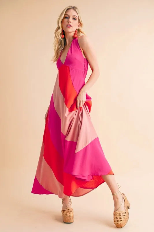 Aemi+Co Color Block Sleeveless Maxi Dress - Sydney So Sweet