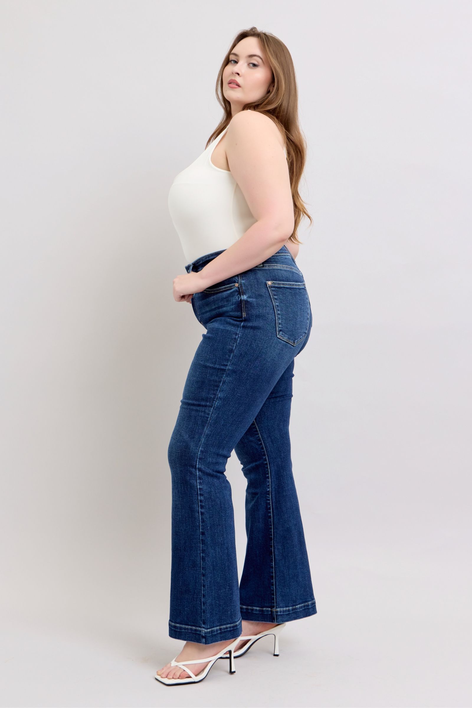 Judy Blue Full Size High Rise Flare Jeans with Pockets Plus Size - Sydney So Sweet