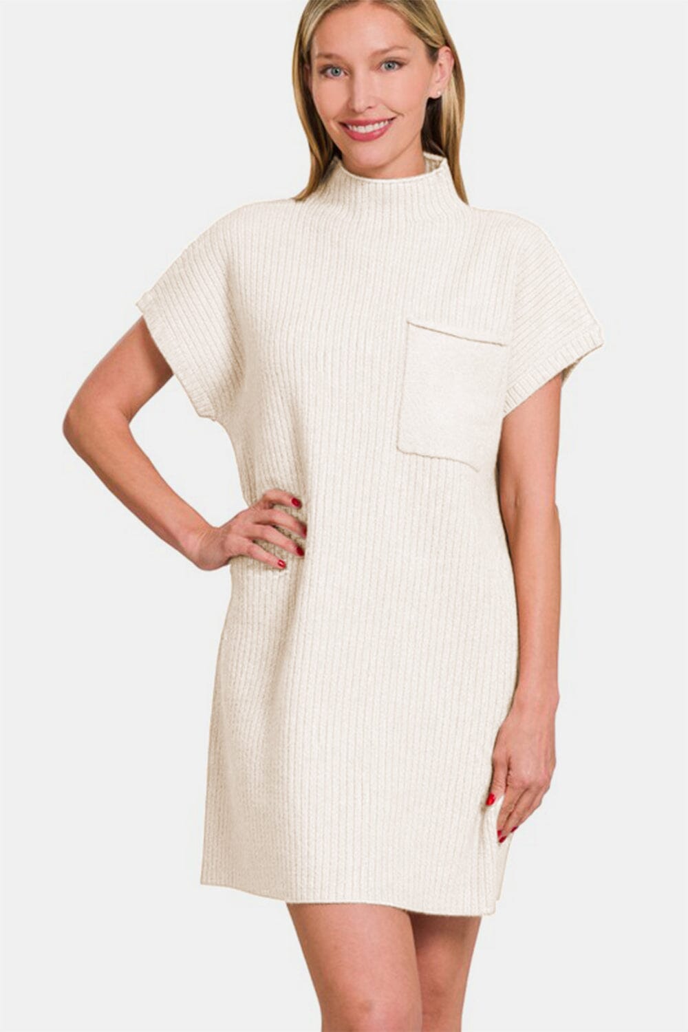 Zenana Short Sleeve Sweater Mini Dress - Sydney So Sweet