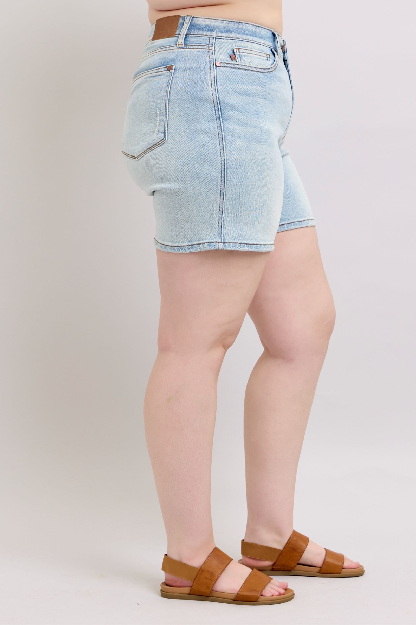 Judy Blue Full Size 2 Button Denim Shorts with Pockets Plus Size - Sydney So Sweet