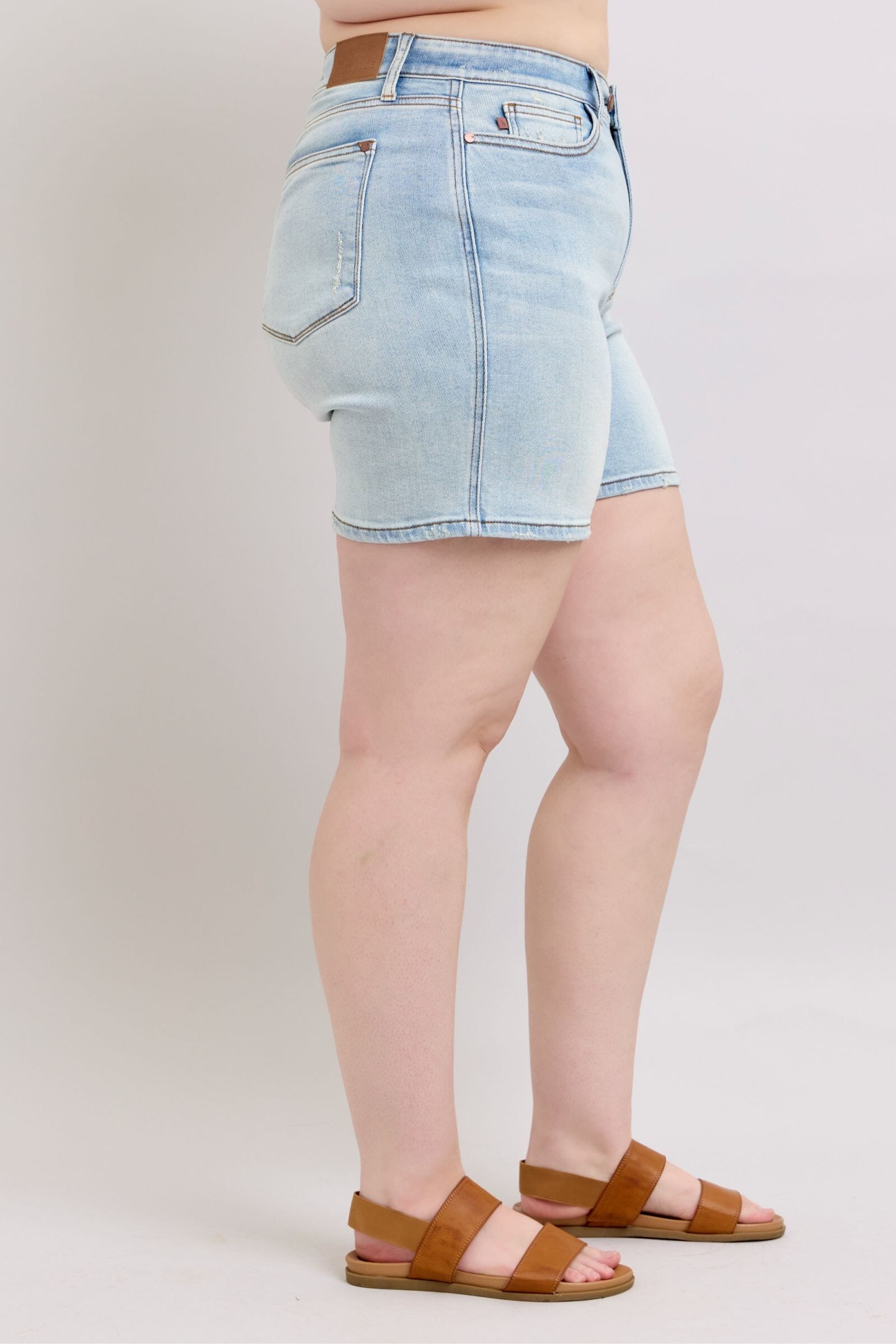 Judy Blue Full Size 2 Button Denim Shorts with Pockets Plus Size - Sydney So Sweet