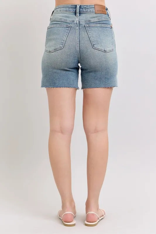 Judy Blue High Waist Vintage Wash Side Slit Denim Shorts - Sydney So Sweet